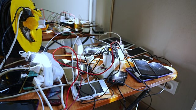 Emergency Smartphone Charging Station During Power Outage and Crisis