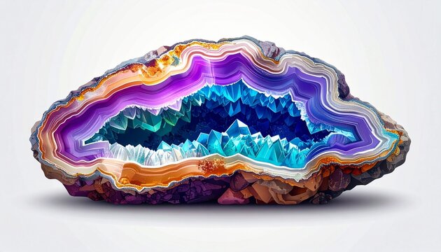 Colorful agate stone slice with vibrant mineral bands.