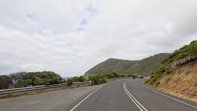 Winding Coastal Road Along the Great Ocean Road in Australia