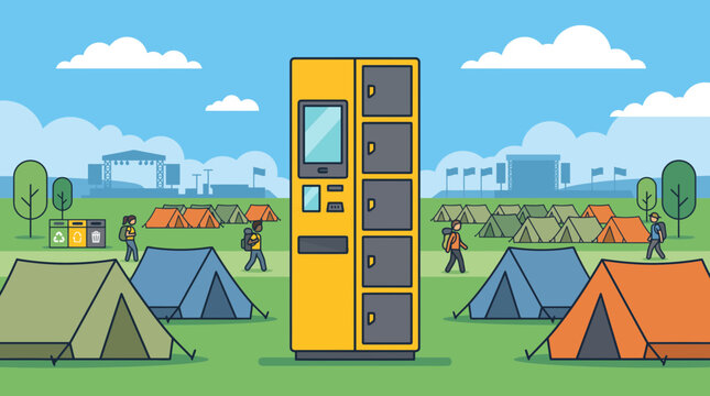 Smart Storage Locker at an Outdoor Music Festival Camping Ground