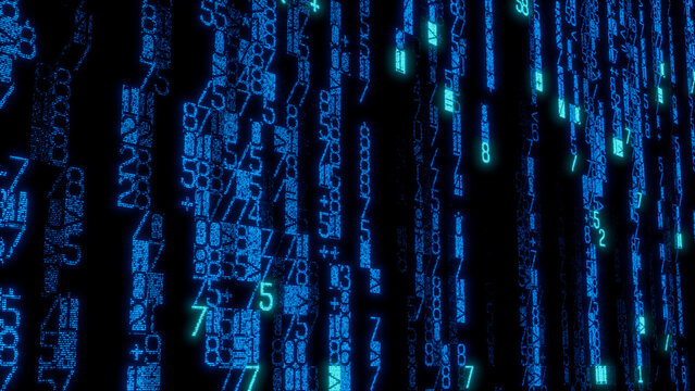 Complex Digital Mosaic of Interconnected Blue and Green Lines on Black Background, Ideal for Cybersecurity, Data Protection, and Technology Visuals