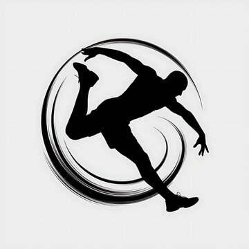 Dynamic Breakdance Silhouette with Circular Motion Vecto