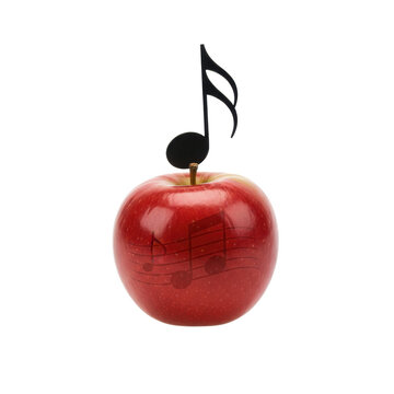 Red Apple with Musical Notes and a Treble Clef