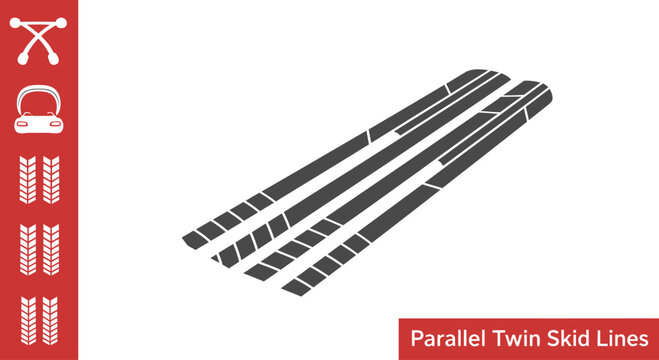 Parallel Twin Skid Marks Vector Illustration