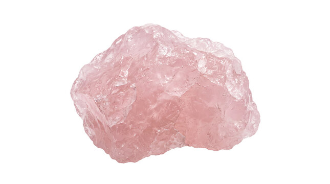 Natural rose quartz crystal stone, raw pink mineral gemstone, unpolished healing crystal for wellness and jewelry design isolated PNG with Transparent Background