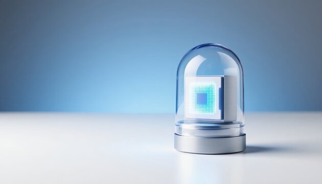 Transparent Navigation Beacon with Blue Light in Modern Setting