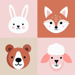 Fototapeta premium Colorful Cartoon Animals Vector Funny Cute