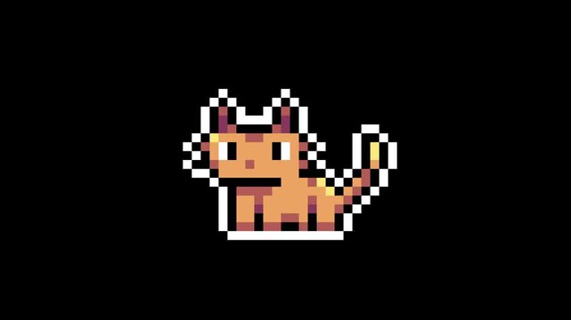 Pixel Art Cute Orange Cat Idle Animation Seamless Loop Retro Game Sprite