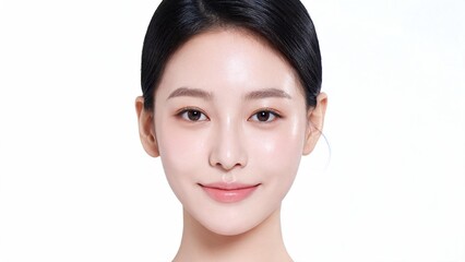 Fototapeta premium Close-up portrait of beautiful Asian woman with glowing skin