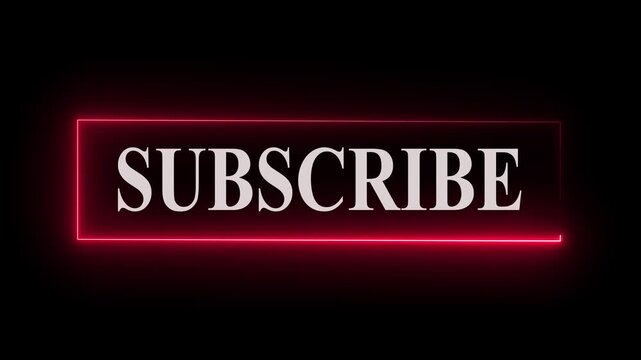 Neon Subscribe Button Motion Graphic, Animated Red Glowing Text Overlay for Video Creators