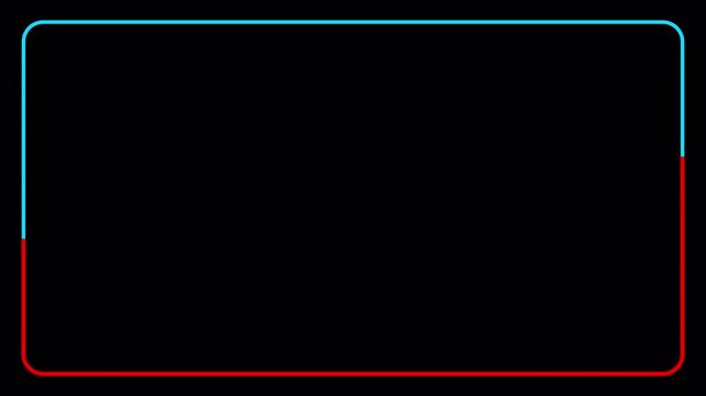animated rectangular frame made of two moving neon lights in 4K animation with alpha channel . A popular abstract background overlay, seamless vaporwave animation  on transparent background 