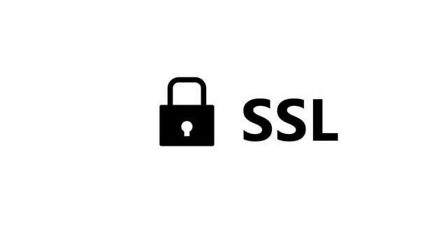 SSL Security Padlock Icon Animation Data Protection Encryption Symbol Loop Isolated White Background Motion Graphic Video