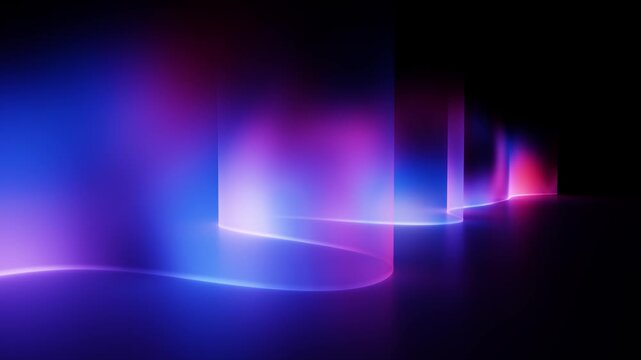 Vibrant gradient walls with glowing purple wave loop background