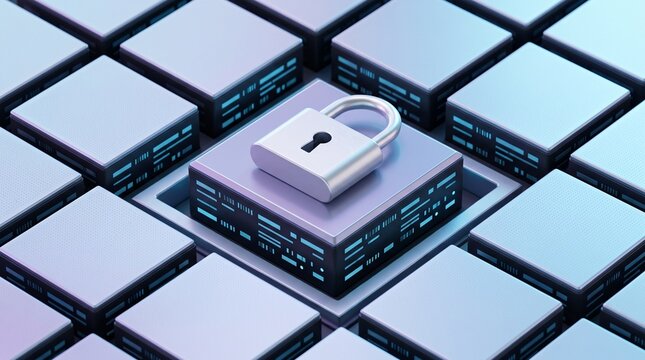 Open padlock on server blocks representing data access