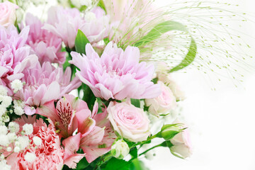 Fototapeta premium Beautiful floral background with pink summer flowers.