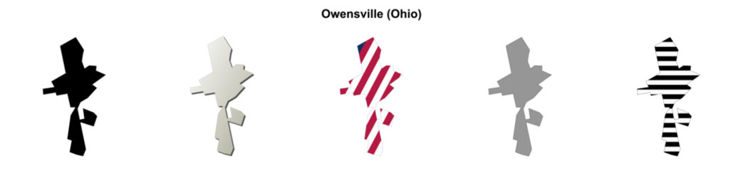 Fototapeta premium Owensville (Ohio) blank outline map set