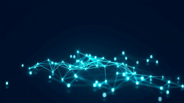 Futuristic digital network background with glowing blue nodes and connecting lines for data technology concept