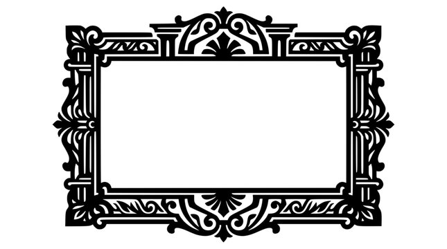 Ornate Black Decorative Frame Vector with Baroque Scrolls and Filigree