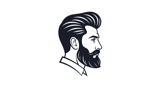 Stylized man's head profile with beard and modern hairstyle