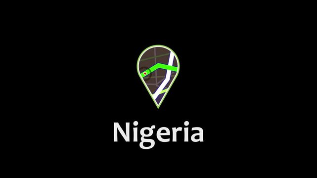 Nigeria Map Location Pin Icon, GPS Navigation Marker, Country Position