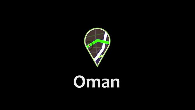 Oman Map Location Pin Icon, GPS Navigation Marker, Middle East Travel