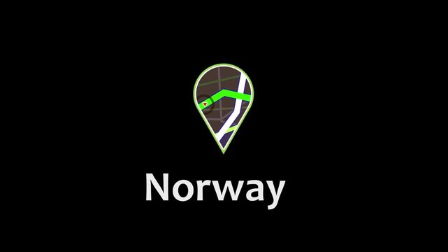 Norway Map Location Pin Icon, GPS Travel Marker, Geographic Navigation
