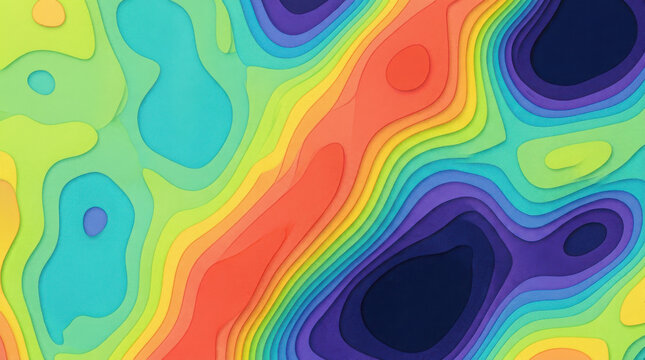 Abstract topographic map background, with layered paper, cut effect in, vibrant generated using ai