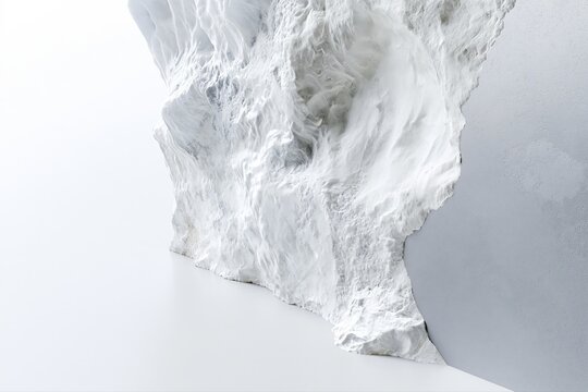 Minimal white abstract textured form on neutral background