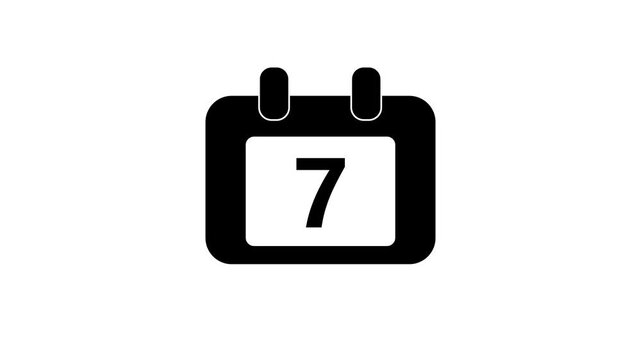 Minimalist calendar with number 7 animation for scheduling and deadline concepts date seventh schedule