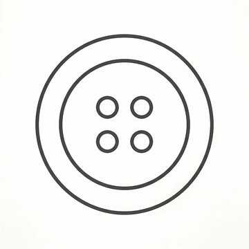 Minimalist outline icon of a four hole sewing button for fashion design or craft projects with fastener clothing accessory illustration