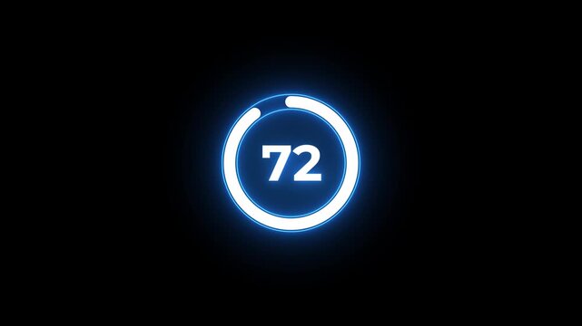 Countdown timer neon from 80 to 0 seconds real time. Modern flat design of countdown animation isolated on black background with alpha channel 80 Seconds Digital Countdown Timer Animation.