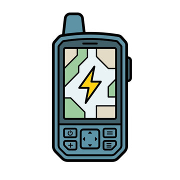 Rugged Handheld GPS Device with Lightning Bolt Illustration