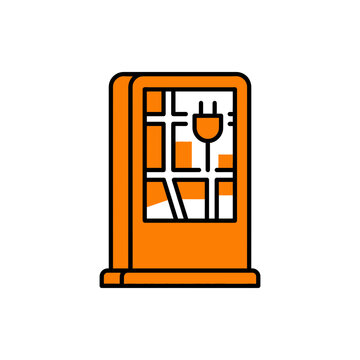 Electric Vehicle Charging Station Locator Kiosk Vector Illustration