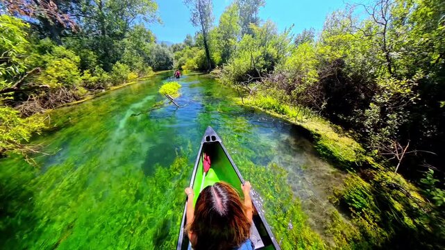 Canoeing on wonderful Tirino River in Capestrano Abruzzo Cleanest Water in Europe