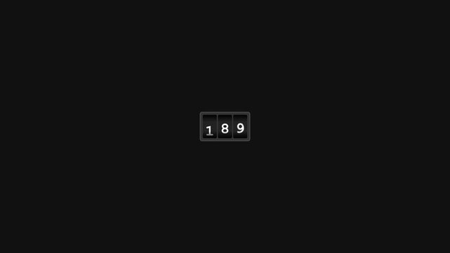 Digital counter mechanism displaying numbers in rapid motion for this clean minimal graphic video animation clip