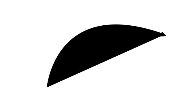 Animated Black Bold Curved Arrow Motion Graphic Vector Style Icon Hand Drawn Brush Stroke Loop Moving Upward and Right Isolated on White Background for Business Presentation UI Design