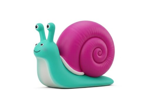 Friendly cartoon snail with a bright magenta shell