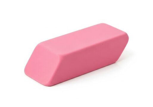 Pink rubber eraser isolated on a white background