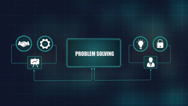 Problem solving business concept background, modern solution strategy corporate technology motion graphic, digital connection network.