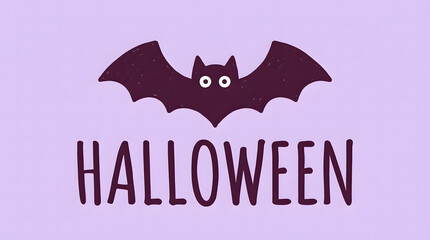 Obraz premium Purple Halloween bat illustration with text on light purple backdrop