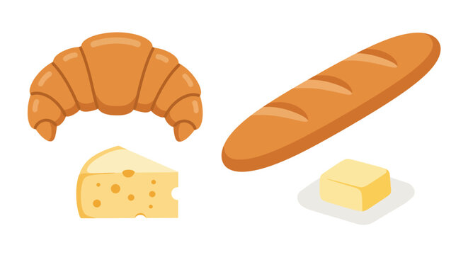 Croissant bread and cheese.