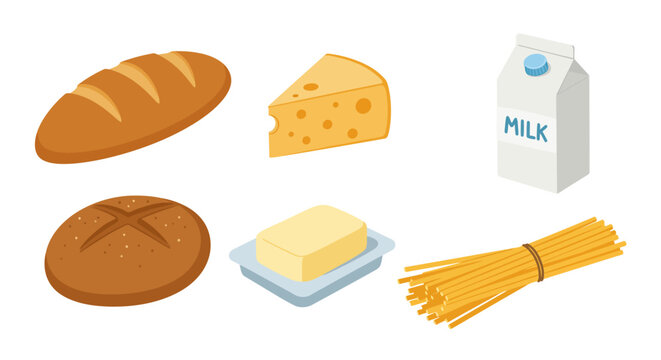 Dairy and baked goods.