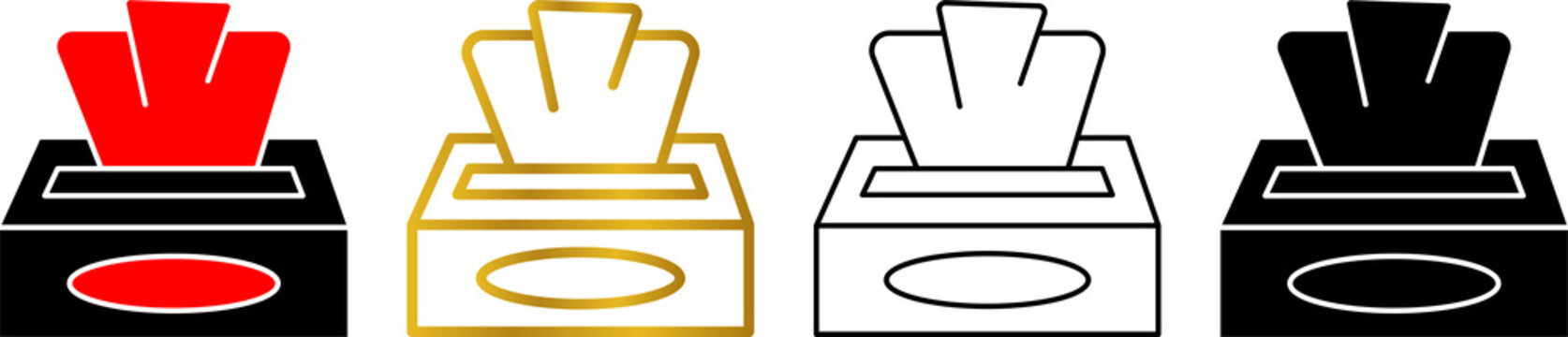 Tissue Box Icon Set in Filled, Outline, Gradient Outline and Glyph Styles 