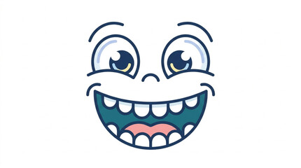Obraz premium Cartoon happy face with big smile and wide eyes.