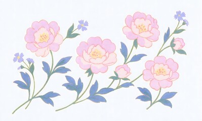 Obraz premium lush pink peony flowers growing from the left edge