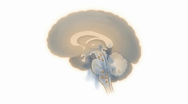 Brain cross section illustration showing internal particle flow