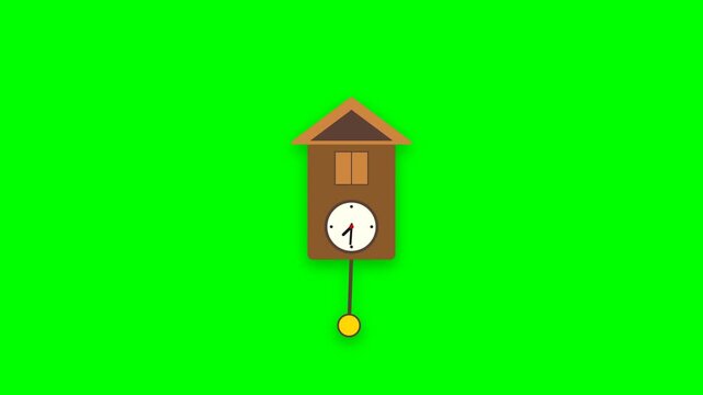 Digital Cuckoo Clock Illustration Featuring A Smooth Looping Pendulum Motion Design Animation