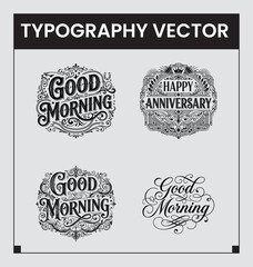 Elegant vintage typography vector set with decorative borders for greetings and announcements © MdRafu