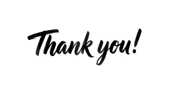 Bold handwritten thank you phrase with exclamation mark cursive script lettering exclamation calligraphy