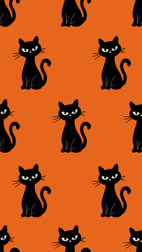 halloween seamless pattern with cat